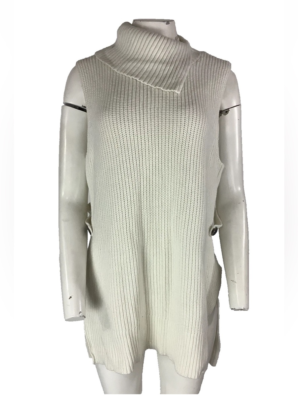 By Anthropologie Sz L Split Turtleneck Sleeveless Pullover Tunic Sweater